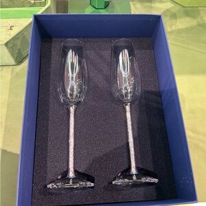 Brand new Swarovski Champagne Flutes with Crystal Stems